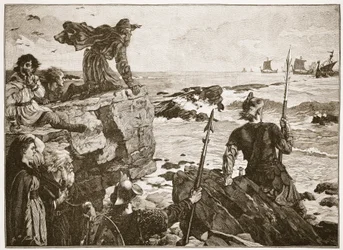 Cómo los daneses subieron por el canal hace mil años, ilustración de 